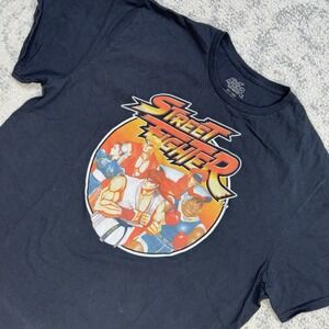 Street Fighter Main Character Men's Black T Shirt Size 2XL Crew Neck‎ Retro